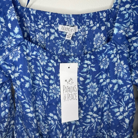 NWT Patrons of Peace Blue Floral Long Sleeve Mini Dress - Picture 6 of 8